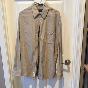 Stafford Men's Tan Casual Button-Down Shirt